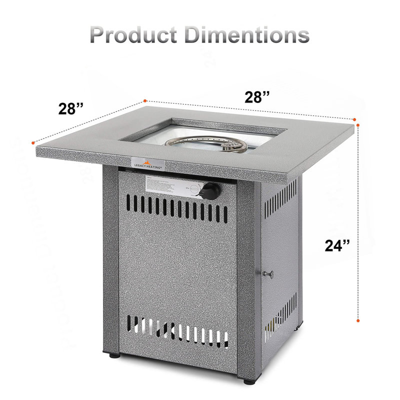 28" 50000 BTU Silver Outdoor Propane Gas Fire Pit Table, Outdside Patio Firepits Fireplace Dinning Tables With Lid & Lava Rock, 2-In-1 Firepit Table For Courtyard/Patio/Balcony