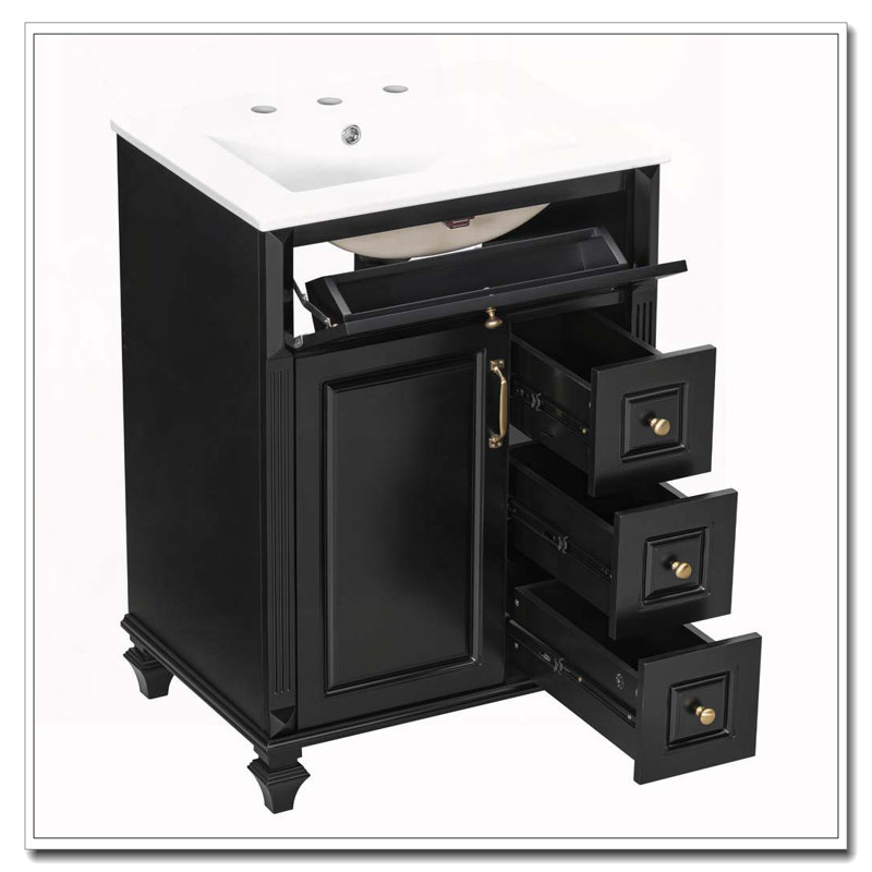 Meuble-lavabo 24 po avec lavabo, Noir