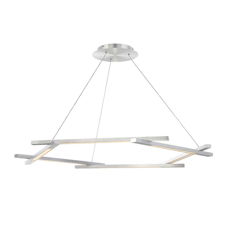 Metric 6 - Light LED Chandelier, Brushed Aluminum, 1.5" H x 48" W x 48" D