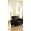 Chaise de salon de style rétro avec coussins rembourrés de mousse et assise moderne en similicuir noir et fabrication en bois massif