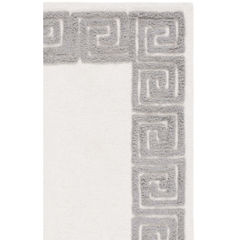 Dontravious Hand Tufted Wool/Cotton Geometric Rug in Gray/Ivory, Runner 2'3" x 9'
