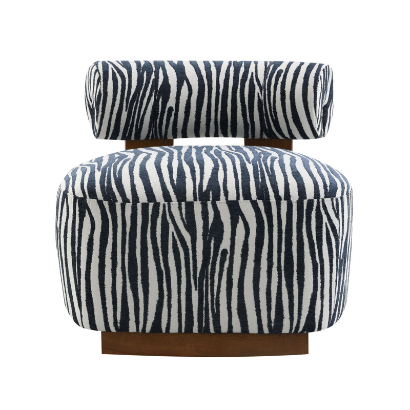 Tilton Zebra-Stripe Chenille Accent Chair, Blue