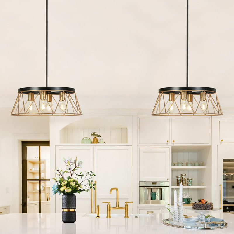 Olajawon 4-Light Dimmable Geometric Chandelier ETL Certified