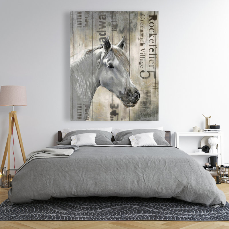 Cheval blanc rustique - Toile de ferme pour la décoration intérieure