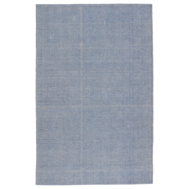 Caron Striped Handmade Area Rug in Light Blue/Cream