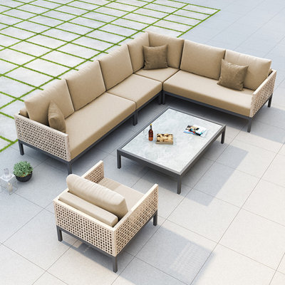 Modern Simple Outdoor Waterproof Leisure Sofa Sets Wicker 7 - Person Patio Conversation Set with Cushions