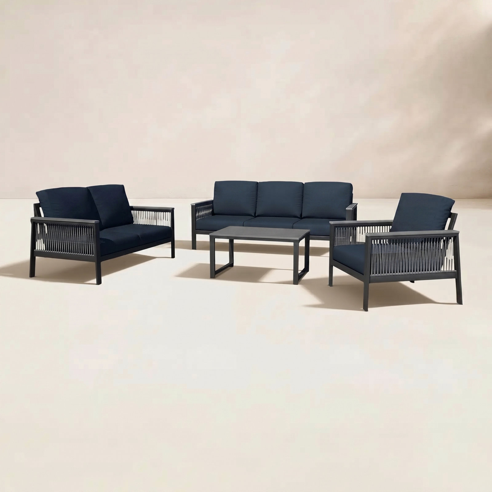 Townsend 4 Piece Sunbrella® Sofa Seating Group with Cushions, Canvas Navy