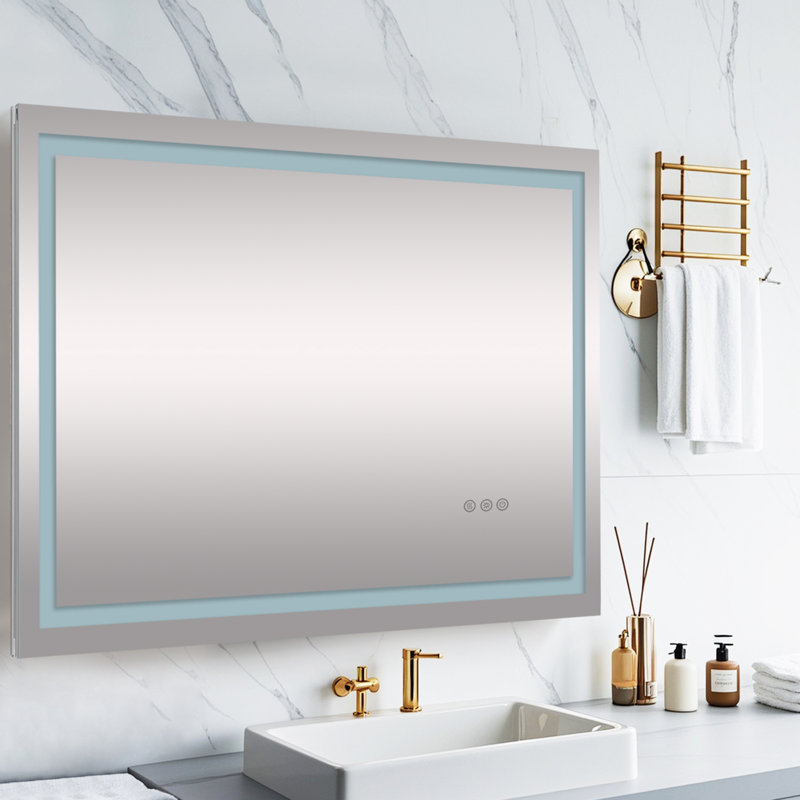 Frameless Led Bathroom Mirror,3 Colors Dimmable,anti-fog,memory Function,wall Mounted Lighted Vanity Mirror, 36" x 36"