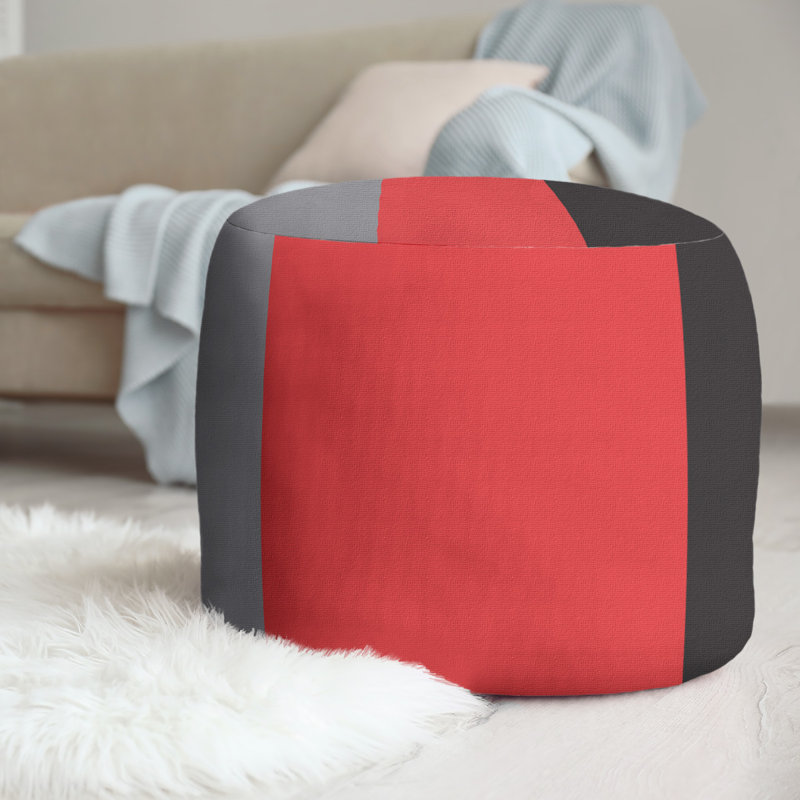 Repose-pieds repose-pieds rond 20,5", Gris mat / rouge / noir, Carolina