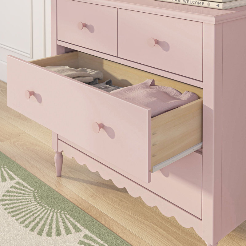 Commode 4 tiroirs Charlotte, rose fleur, Rose fleuri
