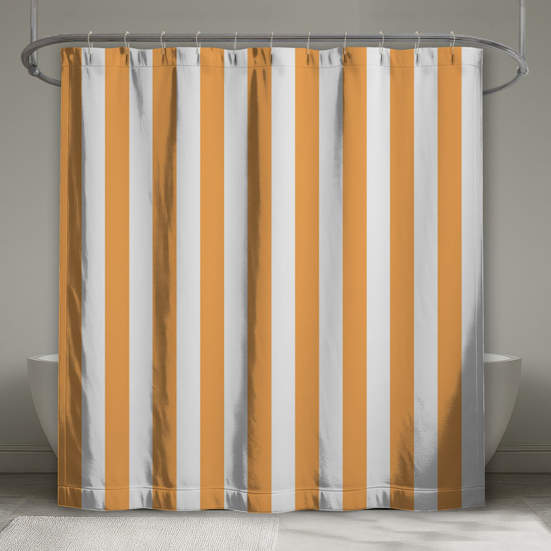 Orange Vertical Stripes Shower Curtains Extra Long, L 70 po x H 93 po