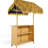 Hawaiian-Style Bar For Outdoors With Storage, Pe Grass Canopy, Wood Material, Adjustable Feet Outdoor Hawaiian Flavor And Integrated, Convenience Functional Storage