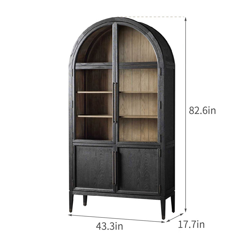Bibliothèques rétro simples en bois massif noir, (6 tablettes) H 82,6 po x l 43,3 po x P 17,7 po