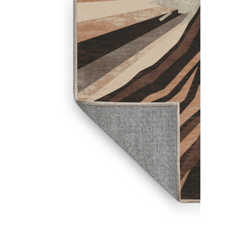 Tapis éclectique orange / beige lavable à la machine Orionna, 2 x 3