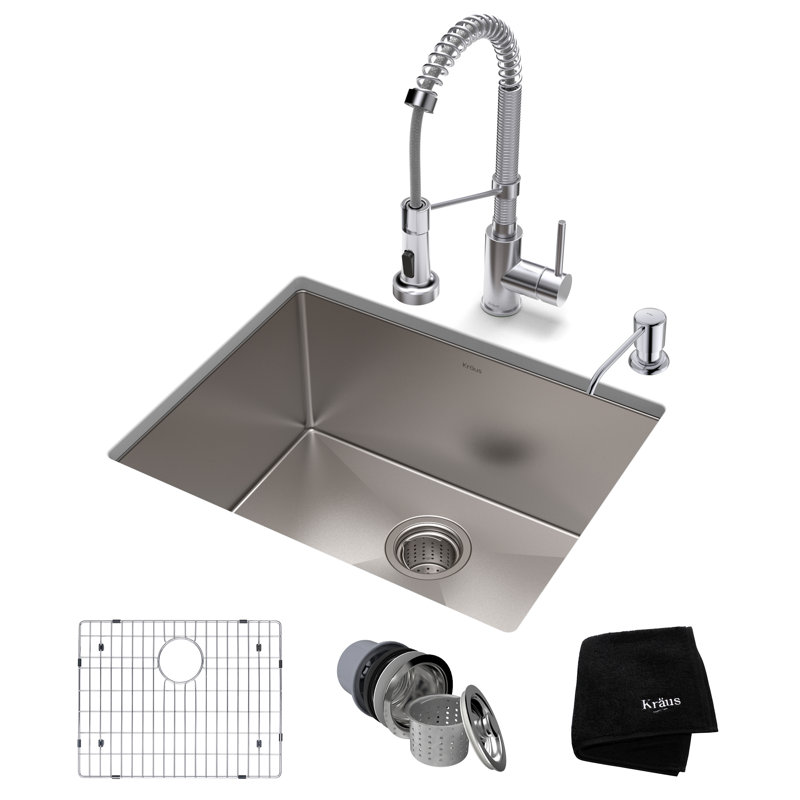 Standart PRO™ 23" L x 18" W Undermount Kitchen Sink with Faucet, Chrome