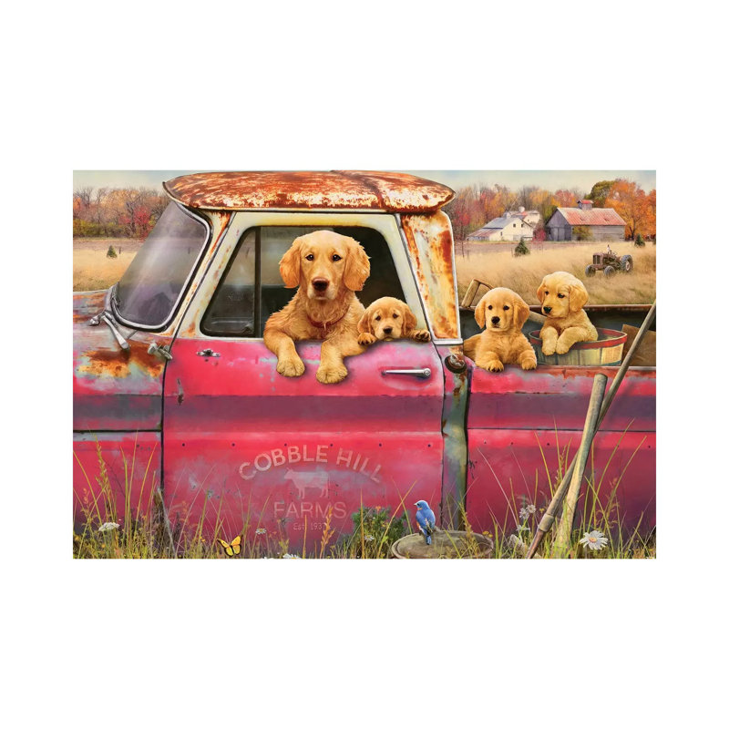 Goldens And Truck - Wrapped Canvas Painting, 101.6 cm H x 66.04 cm W x 1.91 cm D