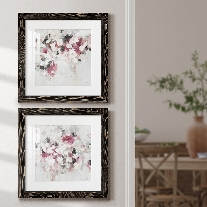 Floral Muse III - ensemble de 2 reproductions d'art sur papier, H 20 po x l 40 po x P 1,5 po, Cadre noir