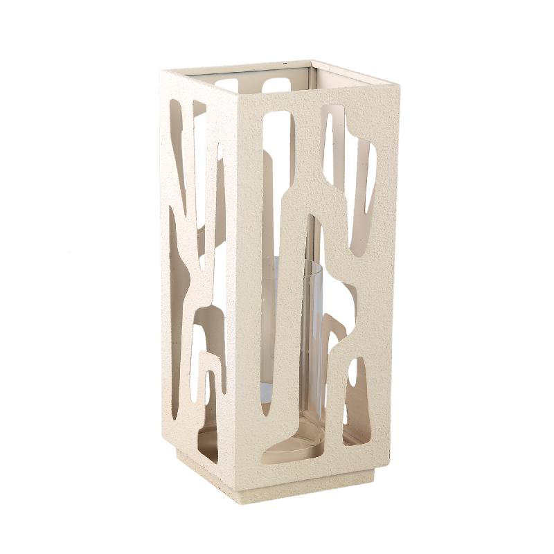 Iron Tealight Holder, 42cm H  x 18cm W x 18cm D, Cream 