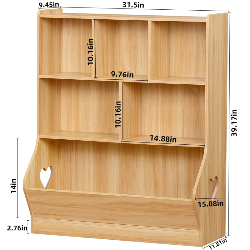 Kids Toy Storage Organizer, 3 Tier Children Small Bookcase and Bookshelf, Toddler 6 Cubby Toy Storage Cabinet, Toy Shelf for Playroom, Bedroom, Living Room, Nursery, School(Natural)