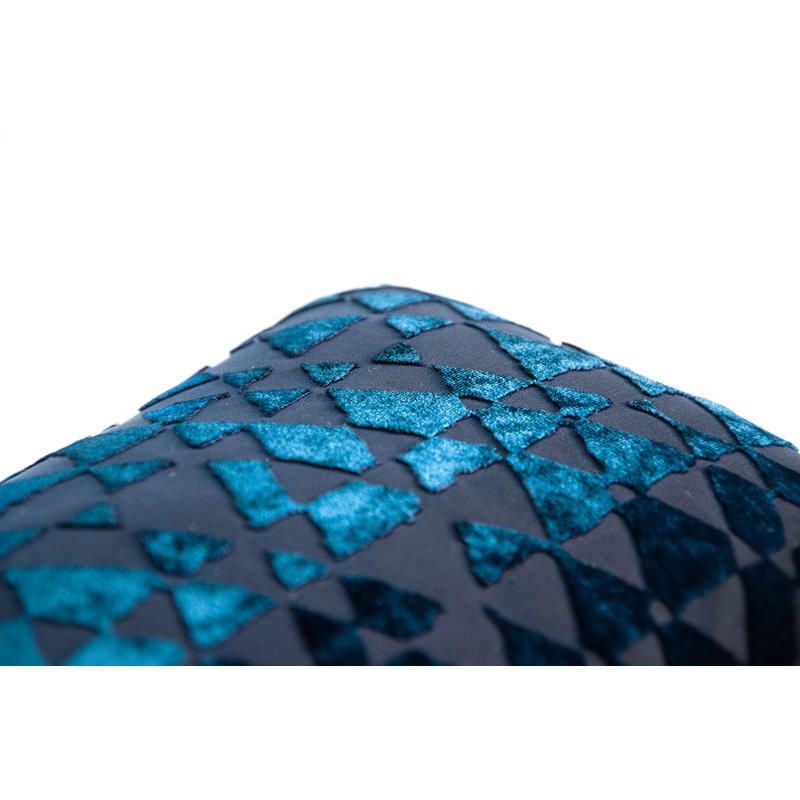 Triangles Square Velvet Pillow Cover & Insert, 20" x 20", Cobalt Black