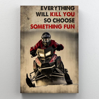 «Snowmobile Racing So Choisissez Quelque chose amusant», reproduction d'art rectangulaire sur toile tendue sur toile tendue