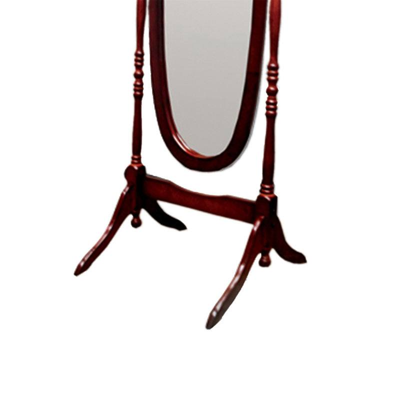 Tall Standing Wooden Floor Mirror With Adjustable Swivel And Oval Shape, A Stylish And Functional Addition To Any Space.