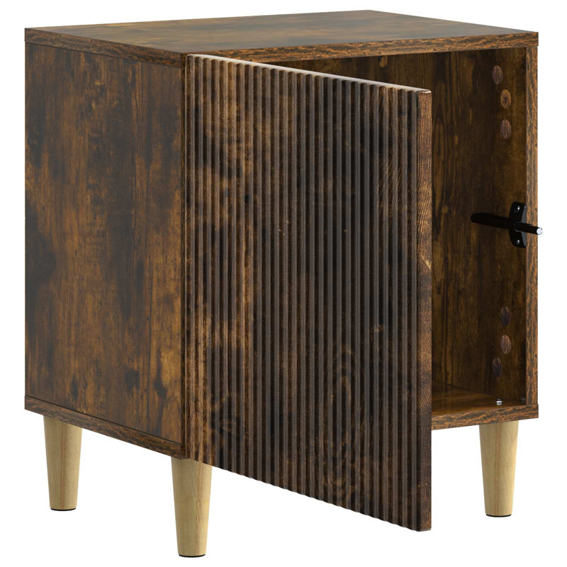 43cm W Manufactured Wood Bedside Table, Smoked Oak