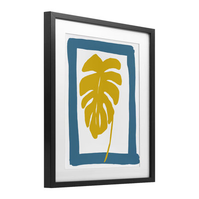 New Oasis Monstera Leaf Framed Print Under Glass, design by Bronwyn Baker