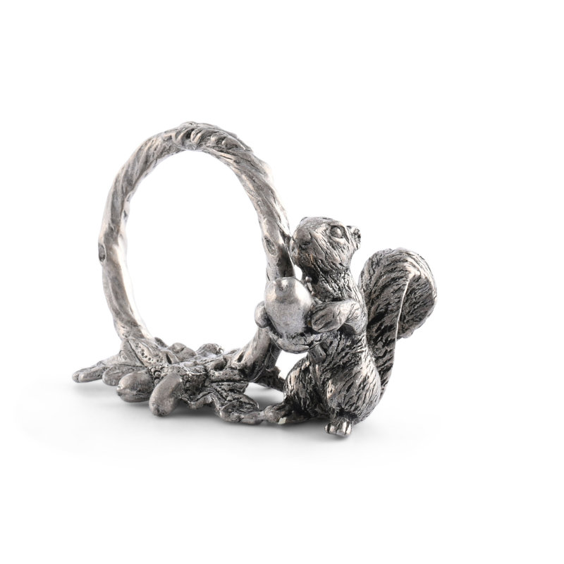 Woodland Creatures Pewter Squirrel Branch Napkin Ring