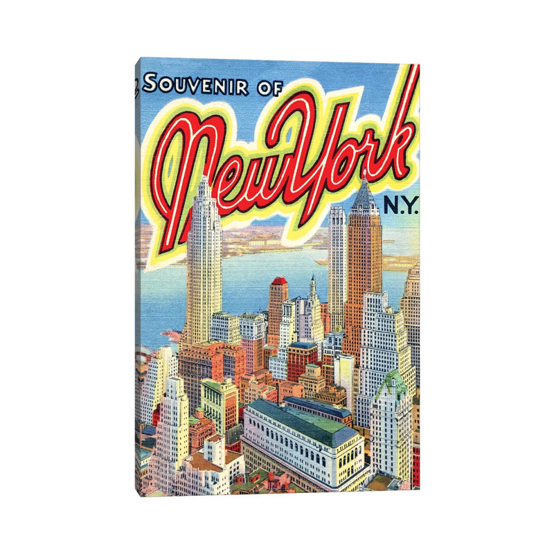 Souvenir Of New York, NY, Travel Postcard - Print on Canvas, Wrapped Canvas, 101.6 cm H x 66.04 cm W x 1.91 cm D