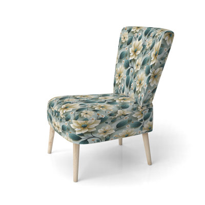 Chaise d'appoint rembourrée Teal & Ivory Coastal Elegance Floral