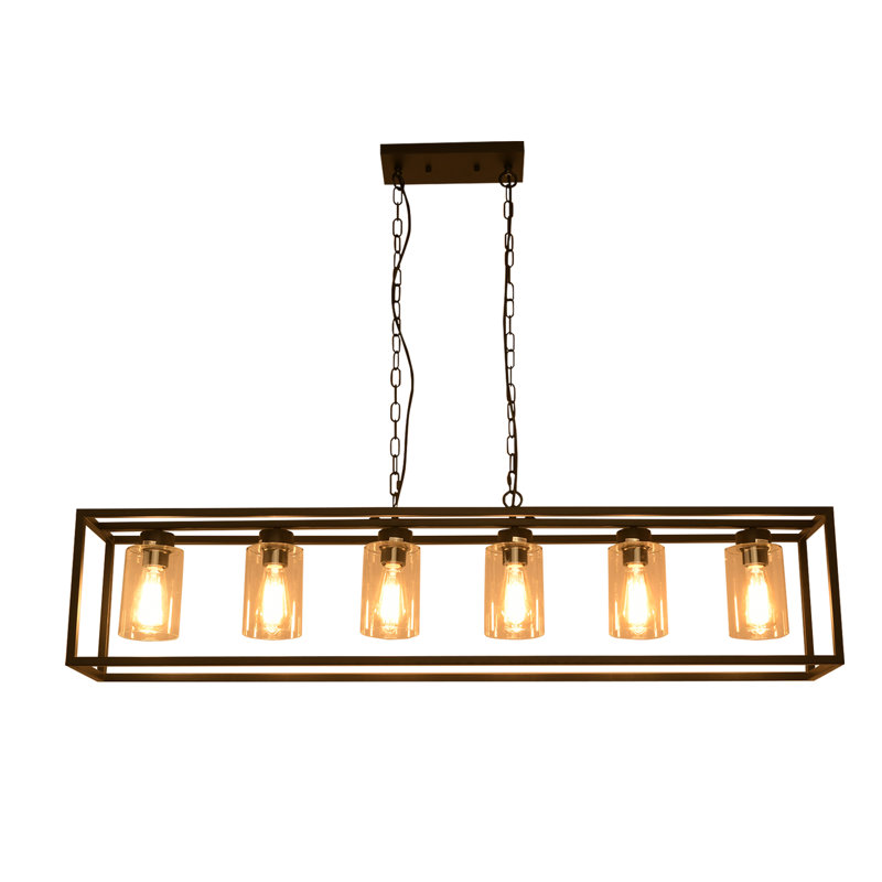 Timberlandblan Luminaire suspendu industriel noir rétro à 5 lumières de style moderne avec cage linéaire noire