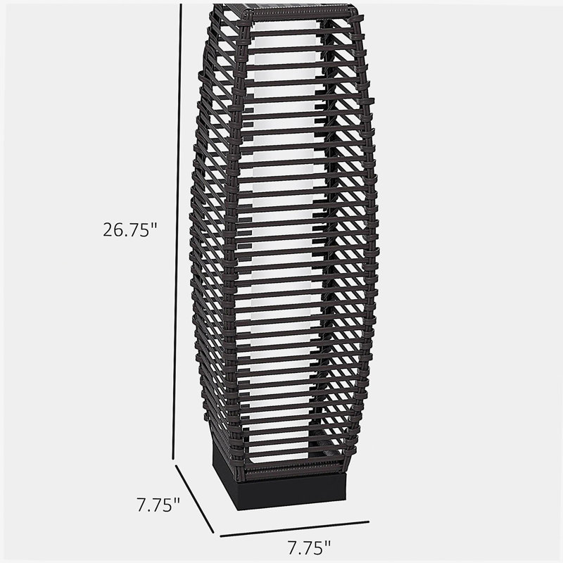 Lampe sur pied solaire Outsunny, lanterne de jardin en osier pour l'extérieur et éclairage d'allée décoratif, avec interrupteur automatique à lumière DEL, convient aux porches, cours, pelouses, cours, patios, gris