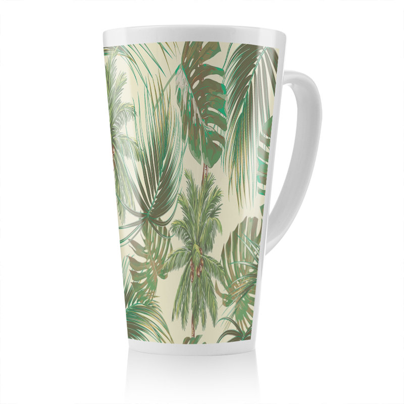 Tropical Leaves On Latte Mug