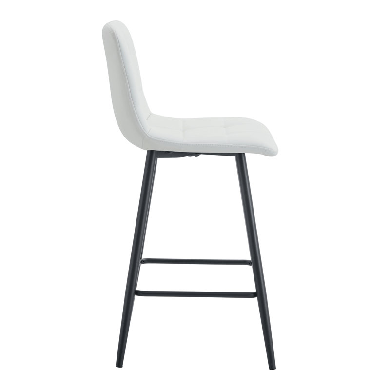 Modern White PU Bar Chair Set - Two Pieces, Stable Comfort.Checkered Design,Black Metal Legs,Suitable For Placement In Bars, Living Rooms, Bars, And Other Venues.Multiple Colors Available.
