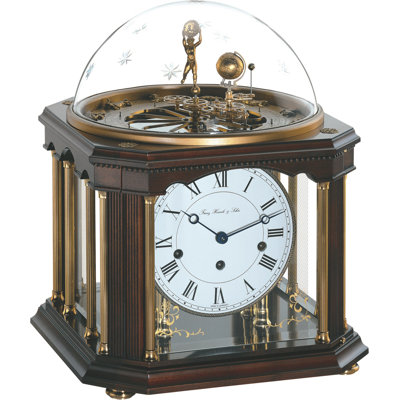 Roman Numeral Solid Wood Mechanical Tabletop Clock in Brown