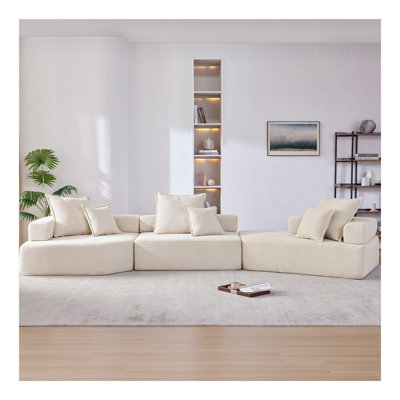 Oversized Modular Sectional Sofa,Luxury Boucle Floor Couch Set,Convertible Compressed Couch,Spacious Foam-Filled Sofa for Living Room,3 PC Free Combination,2 Colors