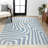 Jossa Abstract Two-Tone Low-Pile Machine-Washable Blue/Cream Rug-468594207