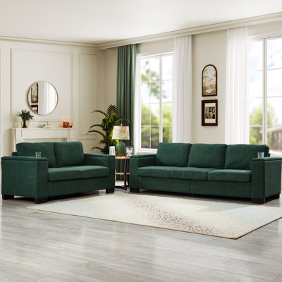 Salon à 5 places, rangement dans les accoudoirs et sous le siège, accoudoirs carrés, accoudoirs confortables, coussin à ressorts hélicoïdaux, dossier