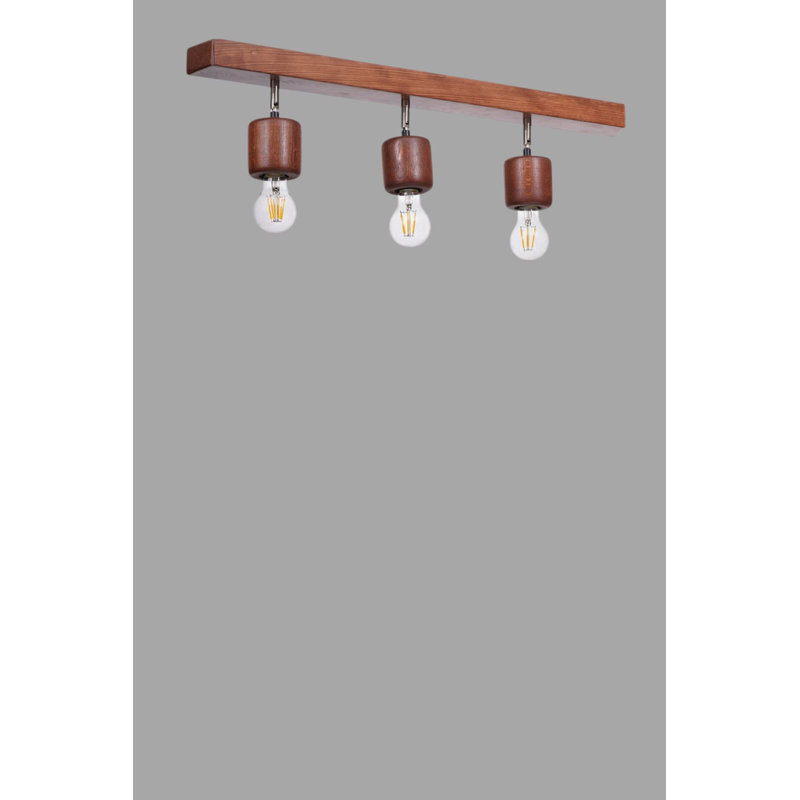 Lustre élégant en chêne, structure en bois | Plaque de base de 0,6 po x 3,1 po, hauteur totale de 7,1 po | 3 x douilles E27 (40 W maximum) | Idéal pour les salons et les salles à manger, conception élégante, indice de protection IP20, ampoule non incluse