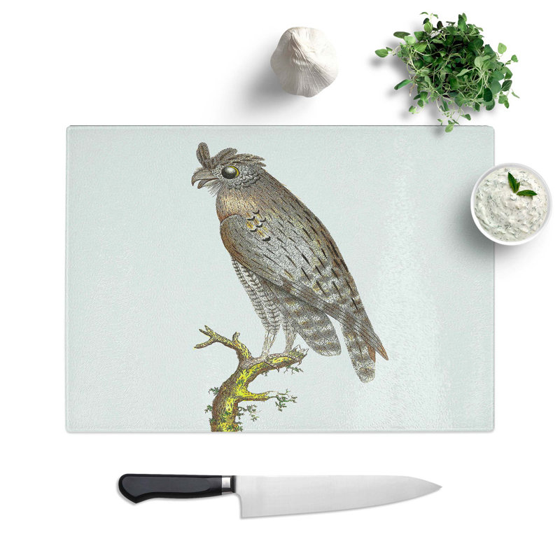 Glass Least Horned Owl by George Shaw Chopping Board, 39 cm W x 28.5 cm L