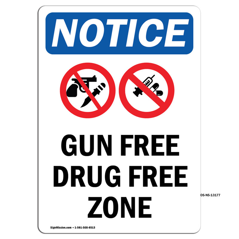 Plaque en plastique sans armes à feu 24 po x 18 po