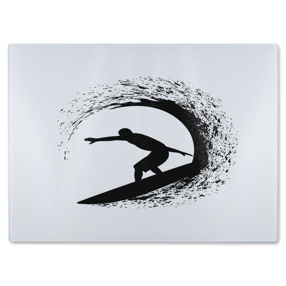 Surfer Silhouette Glass Chopping Board