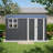 10X8FT Outdoor Steel Storage Shed With Clear Window, Lockable Doors, Weather-Resistant Metal Tool Shed For Garden, Backyard, Patio, And Utility Storage,Gray-119307019