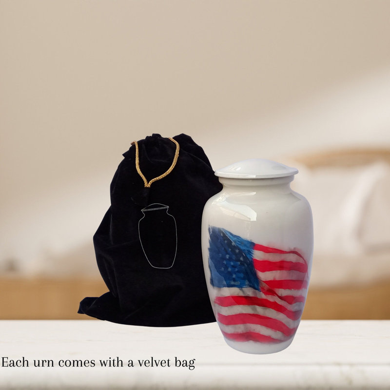 Richanda Handmade American Flag Patriotic Cremation Urn