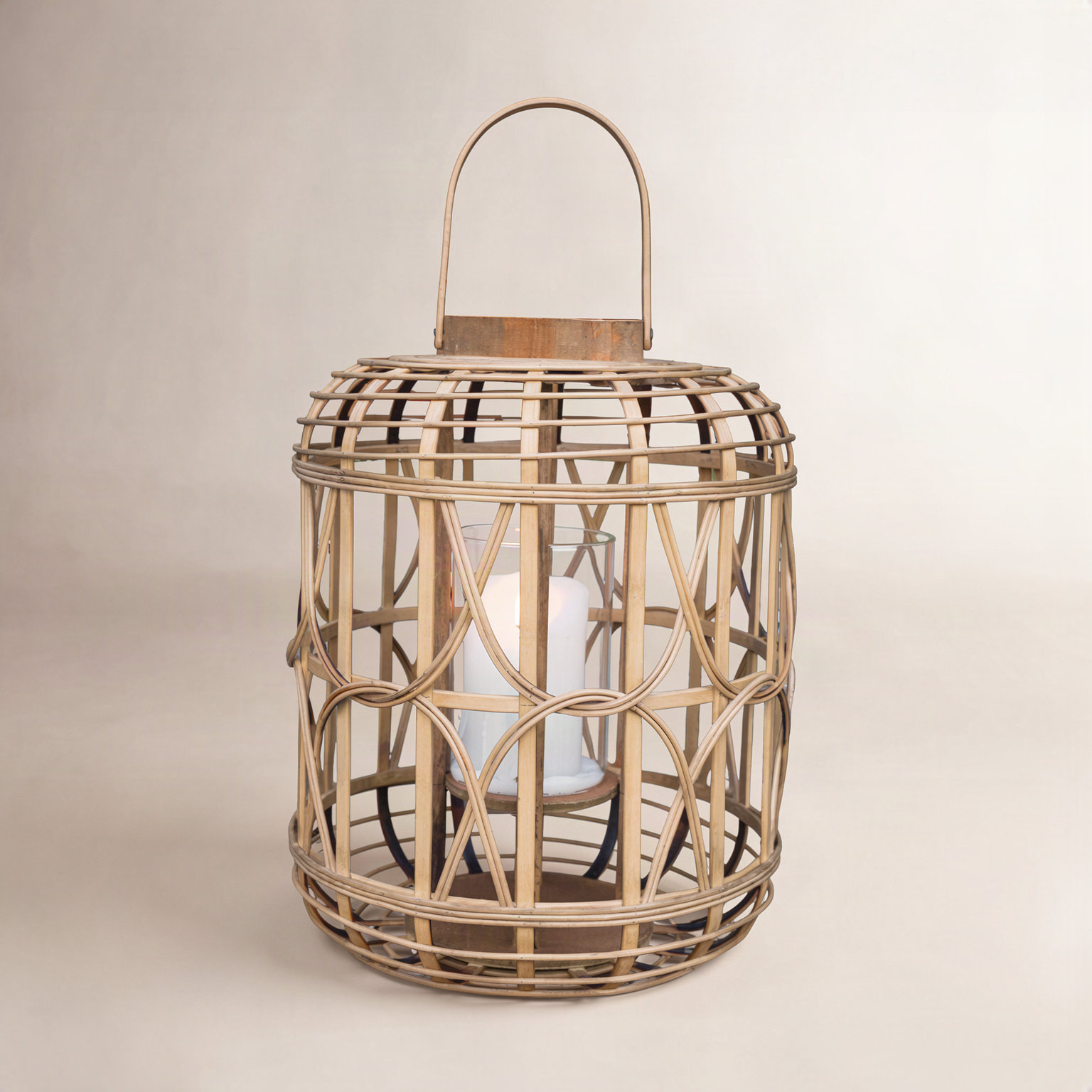 Latonia Wood Lantern Candle Holder, 15.5" H x 12.25" W x 12.25" D