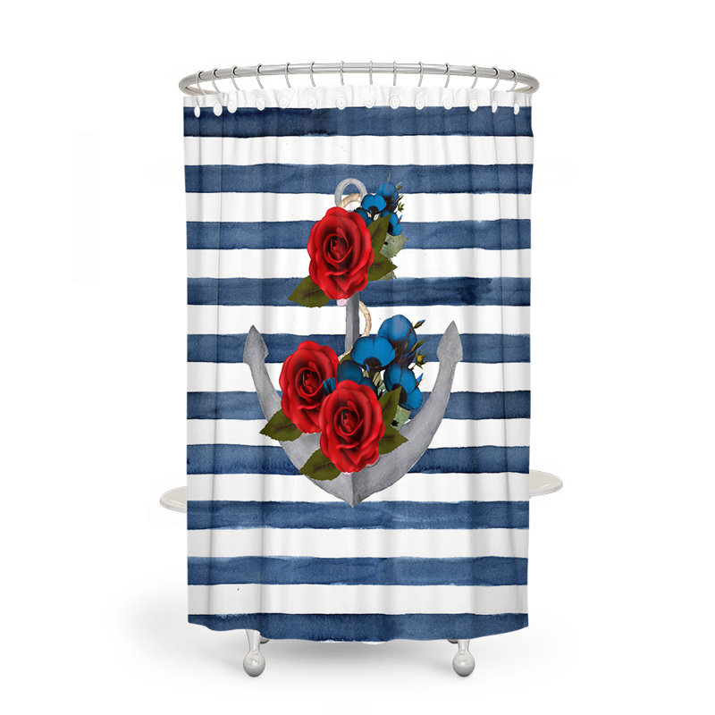 Rideau de douche simple, Bleu, rouge, blanc, H 83 po x l 70 po x P 6 po