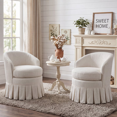 Linen Upholstered Barrel Chairs