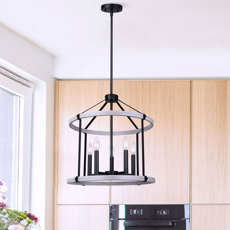 5 - Light Dimmable Lantern Drum Chandelier