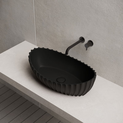 MonBlari 23" X 13" Ingot Solid Surface Bathroom Sink Matt Black